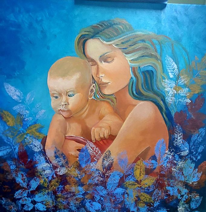 Pinturas em acrílico e folha de ouro