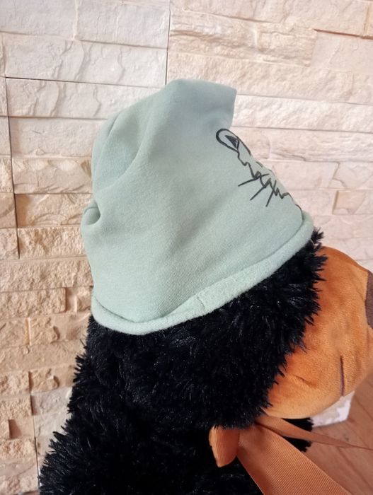 Czapeczka jesienna, czapka zielona, z tygryskiem, ocieplana, Pepco