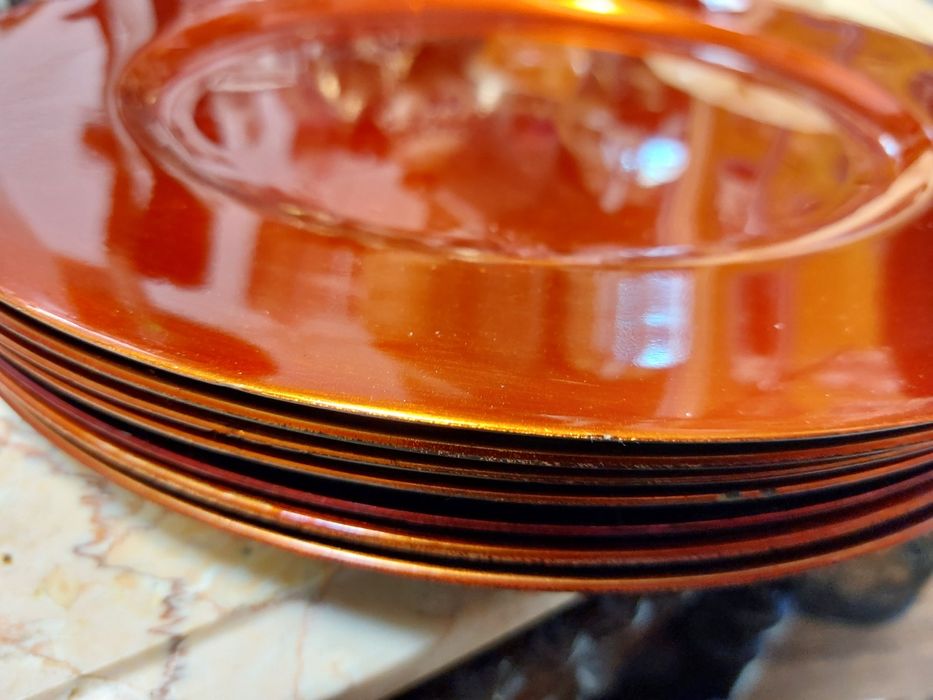 Conjunto de 6 pratos cor cobre para decoração de Natal