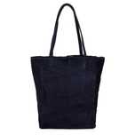 VERA PELLE torebka zamszowa shopper z rzemykami V462 granatowa