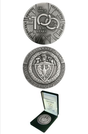 Medal z okazji 100 lecia Politechniki Warszawskiej srebro mosiądz