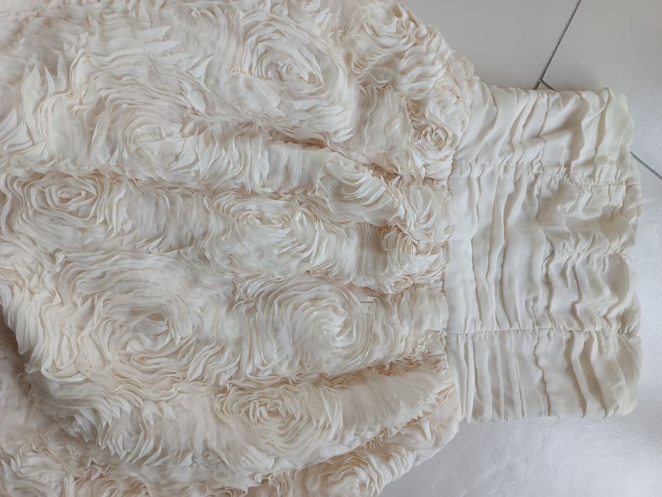 Sukienka H&M róże na wesele poprawiny beżowa gorsetowa drapowana 38 M