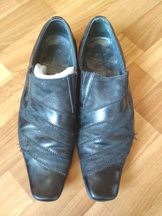 туфли кожаные черные, мужские , размер 40, на стопу 26 см