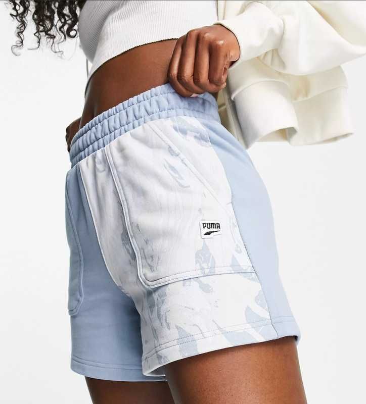 Жіночі шорти puma marble print color block shorts blue нові оригінал