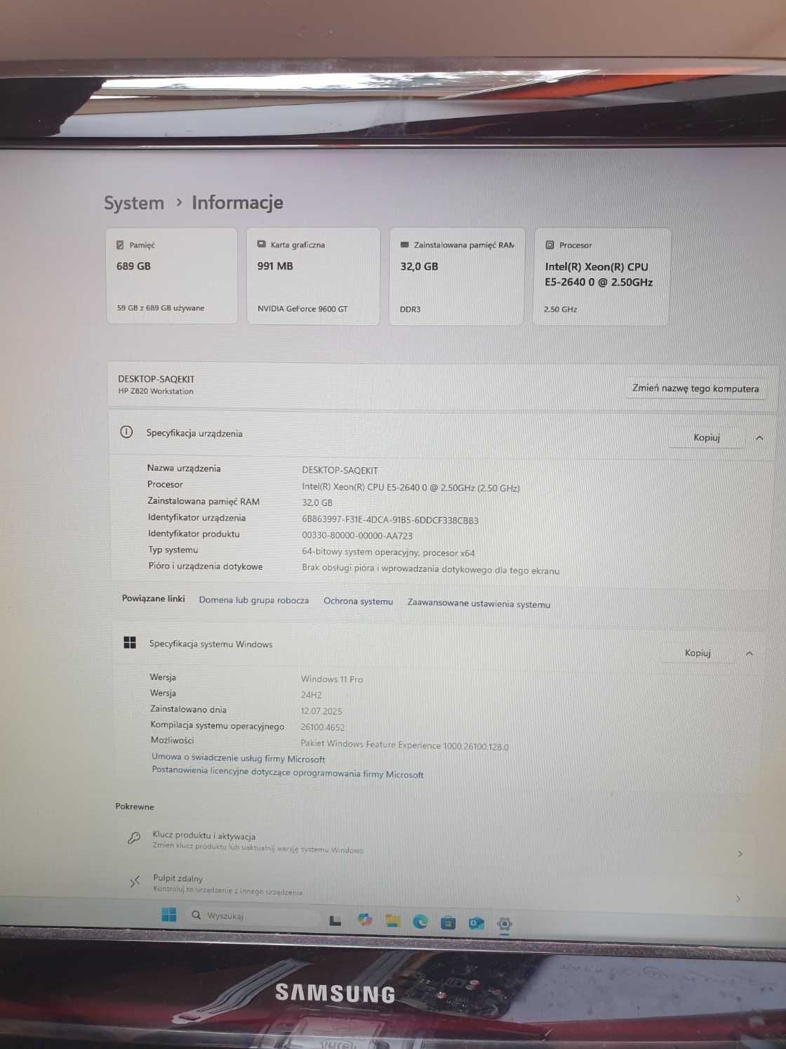 Stacja robocza HP Z820  Intel Xeon E5-2640, 32GB pamięci RAM DDR3