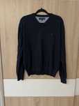 Sweter Tommy Hilfiger XL w serek granatowy 100% bawełna damski