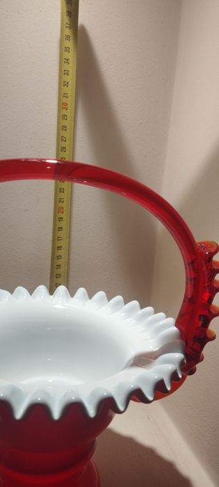 HSG  Ząbkowice Ludwik Fiedorowicz koszyk z falbanką szkło PRL