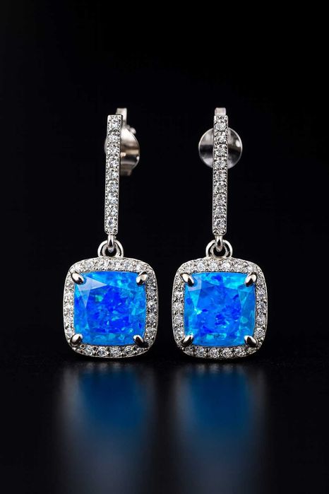 Srebrne Kolczyki Z Niebieskim Opalem Próba 925 2,74 g.