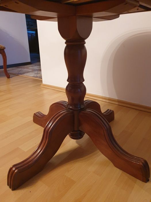 Stół okrągły rozkładany owalny drewniany szkło