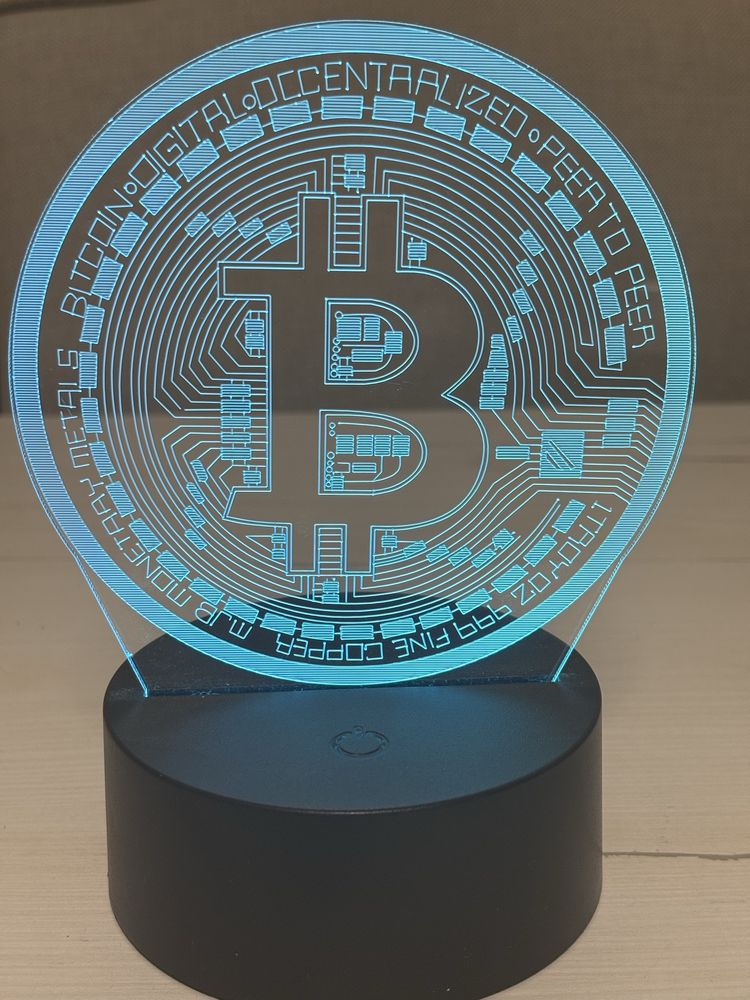 Lâmpada LED 3D Bitcoin