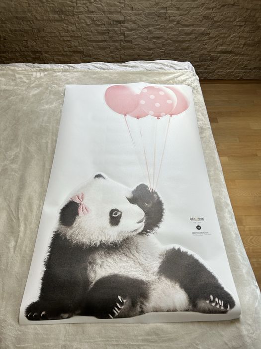 DEKORNIK Naklejka samoprzylepna ścienna panda z różowymi balonami M