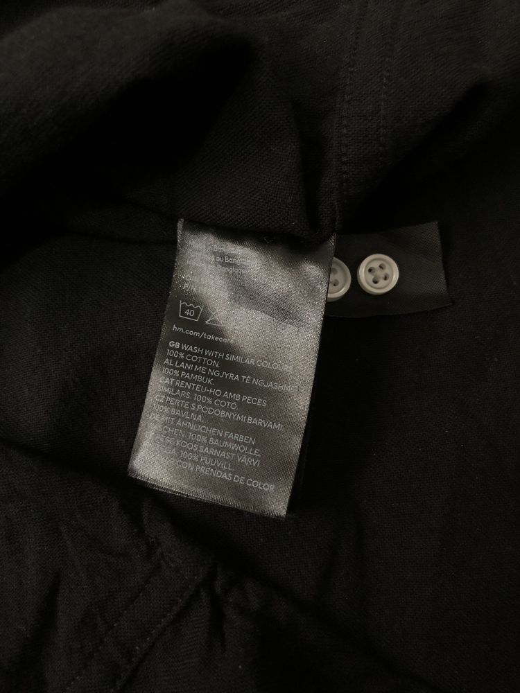 ZARA BLACK (M) Relaxed Custom Fit рубашка мужская черная 100% хлопок