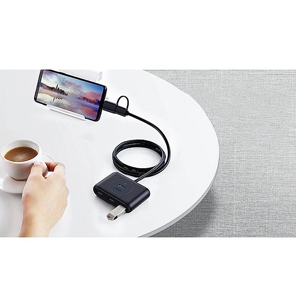 Ugreen HUB 4w1 USB-C - 4xUSB 3.0/5Gb/s 1m czarny (CR113)