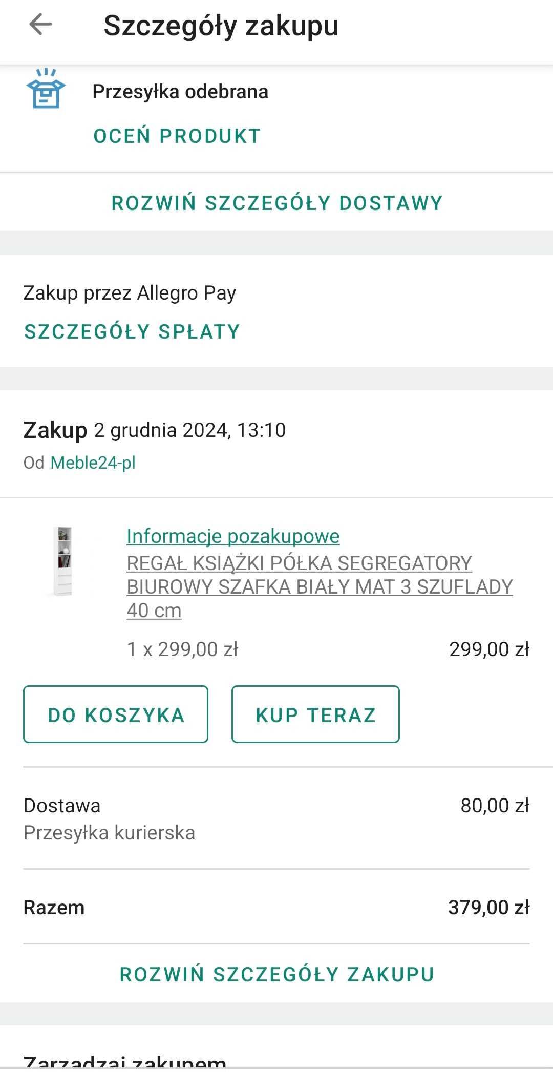Regał z szufladami