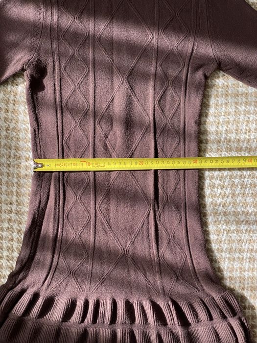 Тепле в’язане плаття-светр, шоколадного кольору з високим горлом