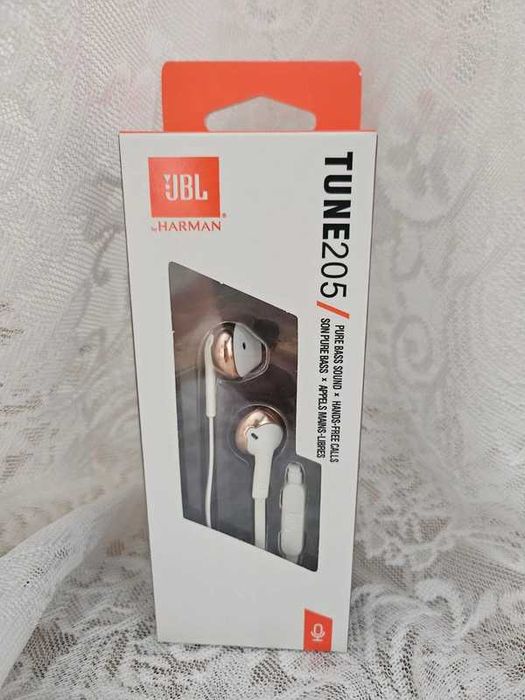 Nowe Słuchawki Przewodowe JBL Tune 205 Biało-Złote