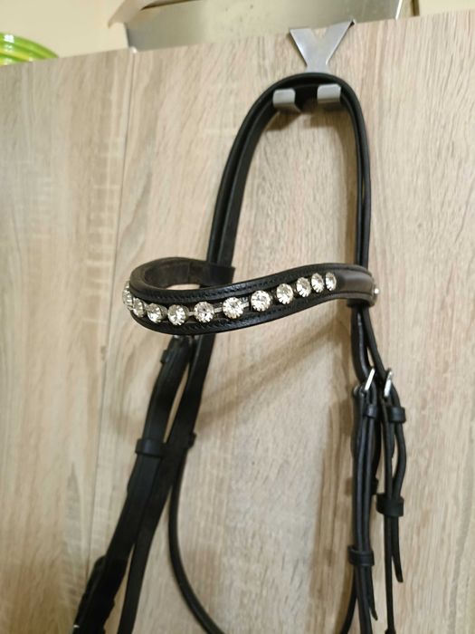 Ogłowie FULL czarne ozdobny naczółek