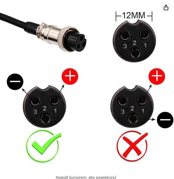 ładowarka do roweru elektrycznego 36 V 42 V 2 A  12 mm 0,41 cala