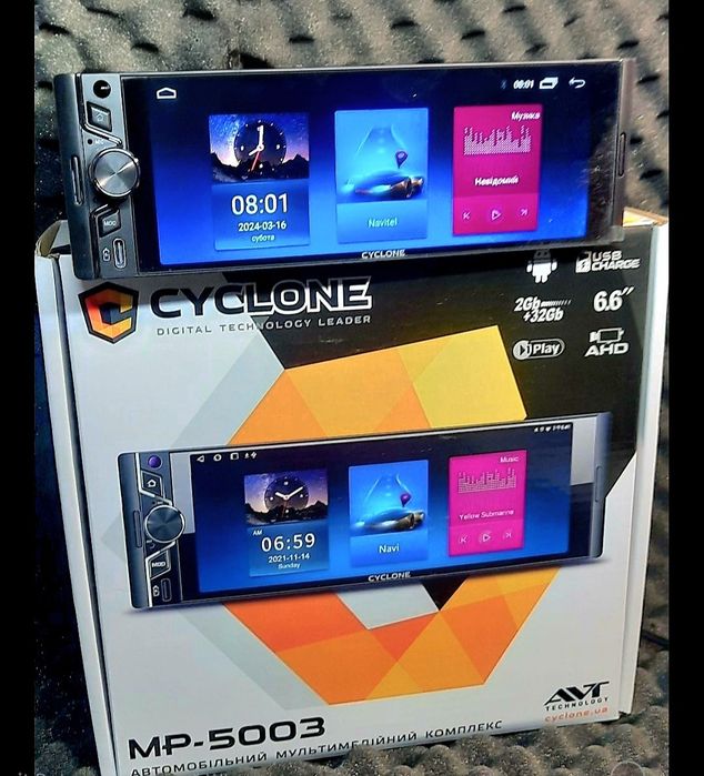 CYCLONE MP-5003 Android магнітола  2/32 1 Din  Carplay WiFi  Gps