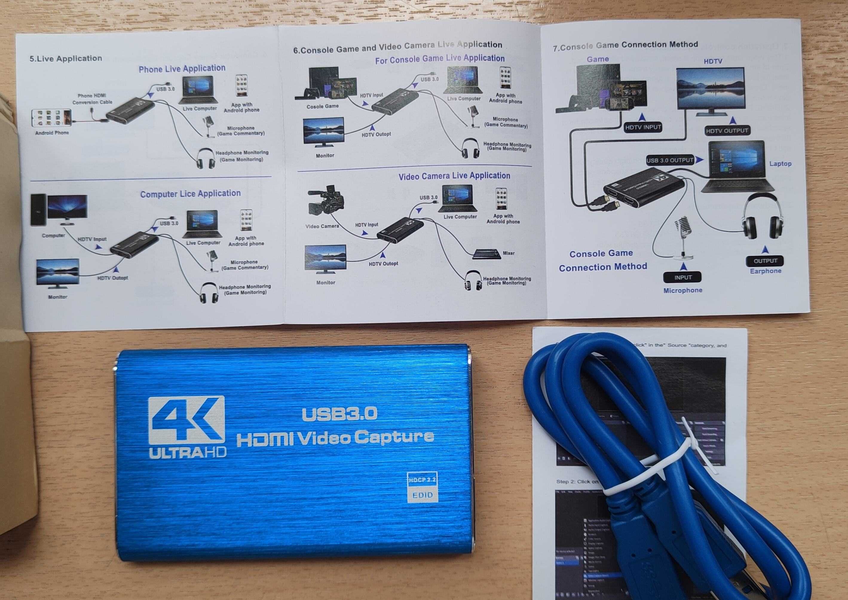 Wideo grabber HDMI > USB + audio - Nagrywanie obrazu i podgląd