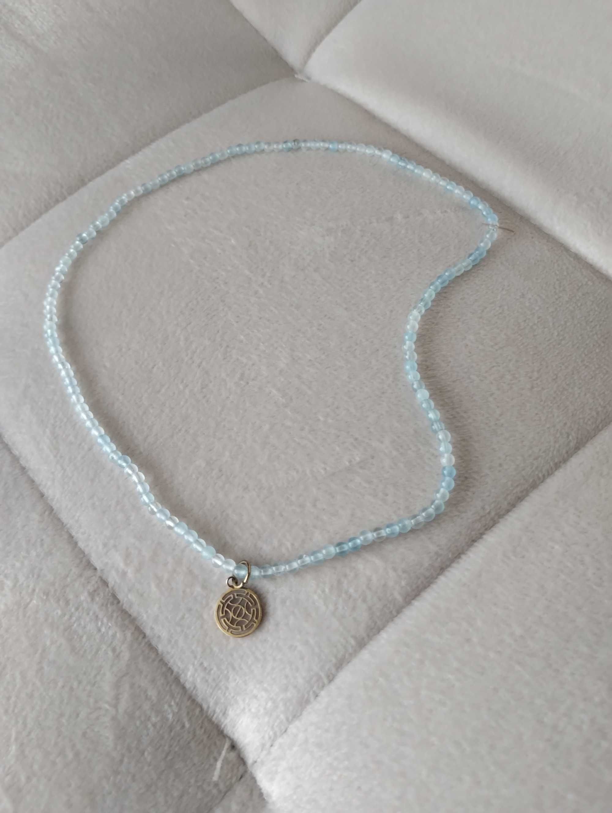 Naszyjnik handmade z niebieskiego akwamarynu - kamienie naturalne