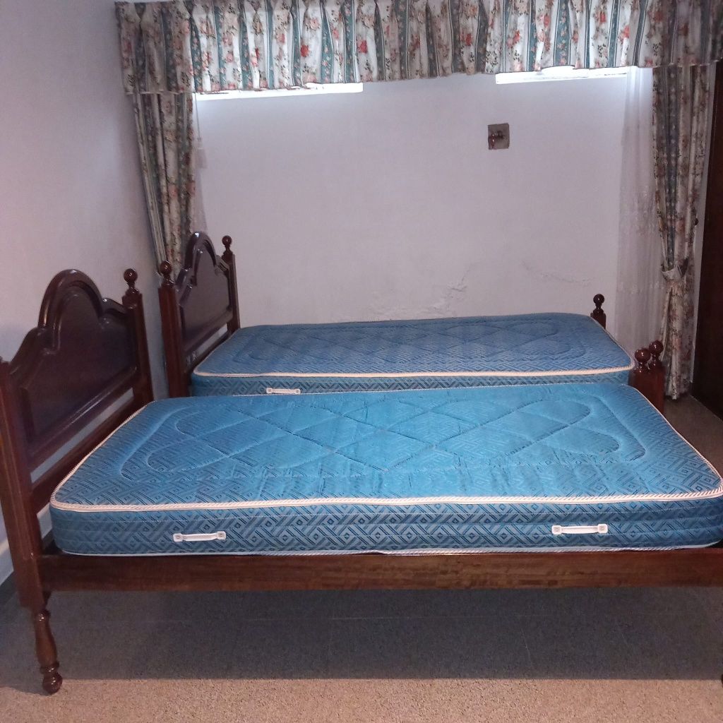 Mobília Quarto Madeira -  antiga em mogno  (2 camas individuais)