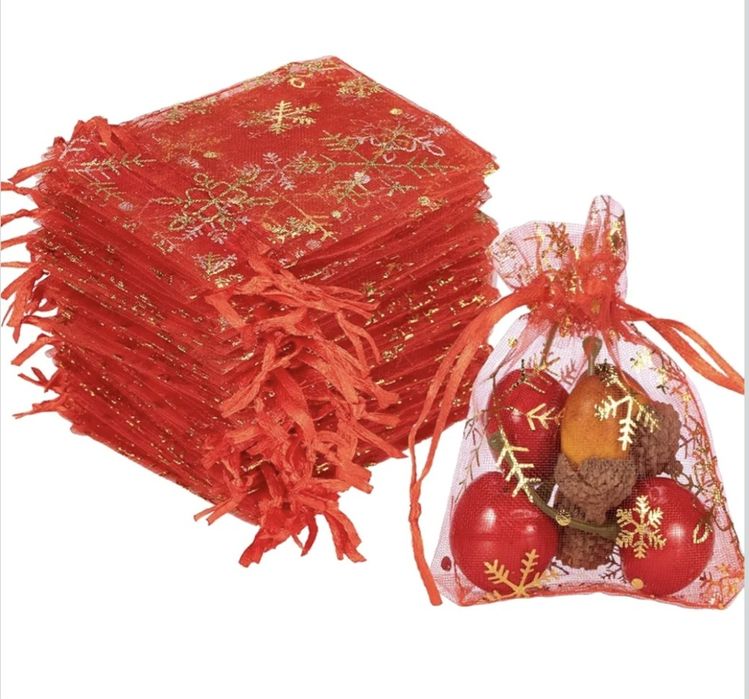 !! Woreczki świąteczne na prezent wzór świąteczny 10cm-14cm 100 szt !!