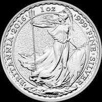 Moeda de prata de 1 onça de 2016 da Britannia Bullion Coin