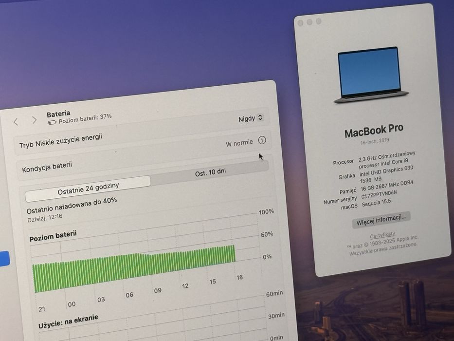 Laptop Macbook Pro 16” i9 | 1TB | Radeon Pro 5500M | Stan Bardzo dobry