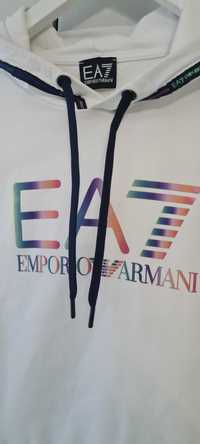 Oryginalna  bluza biała z kapturem EA7 Emporio Armani