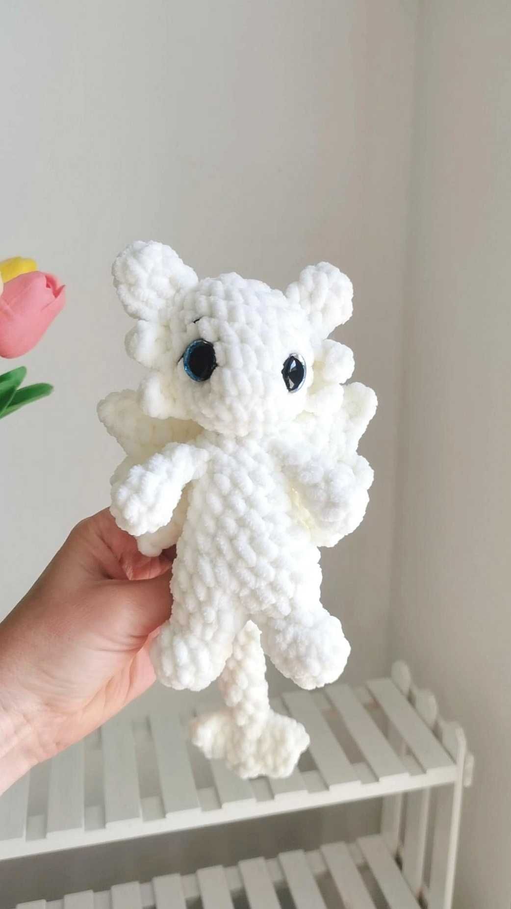 Smok, Biała Furia na szydełku handmade