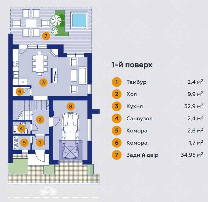 Крайній таунхаус 150,4 м2 Вовчинці