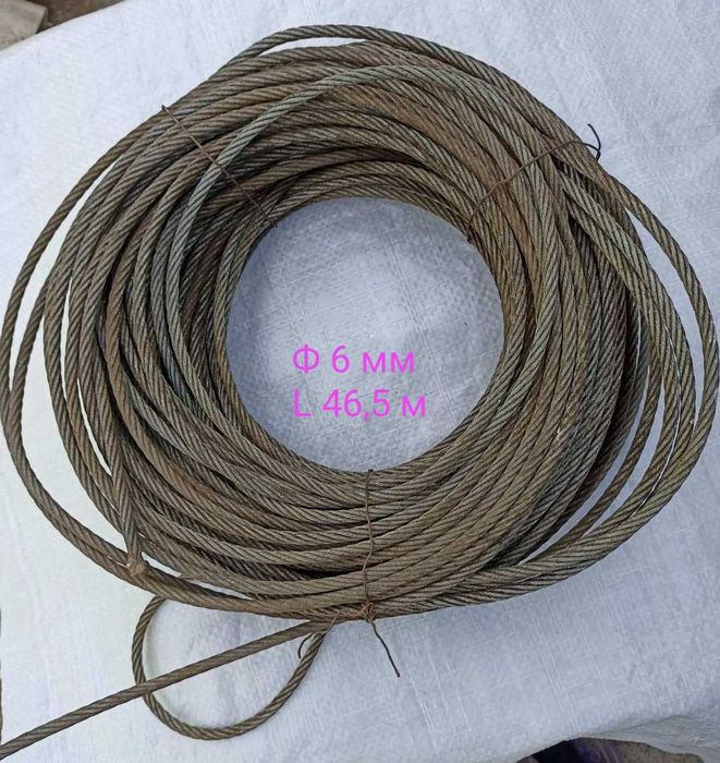 Трос стальной новый СССР 6 мм   6,8 мм