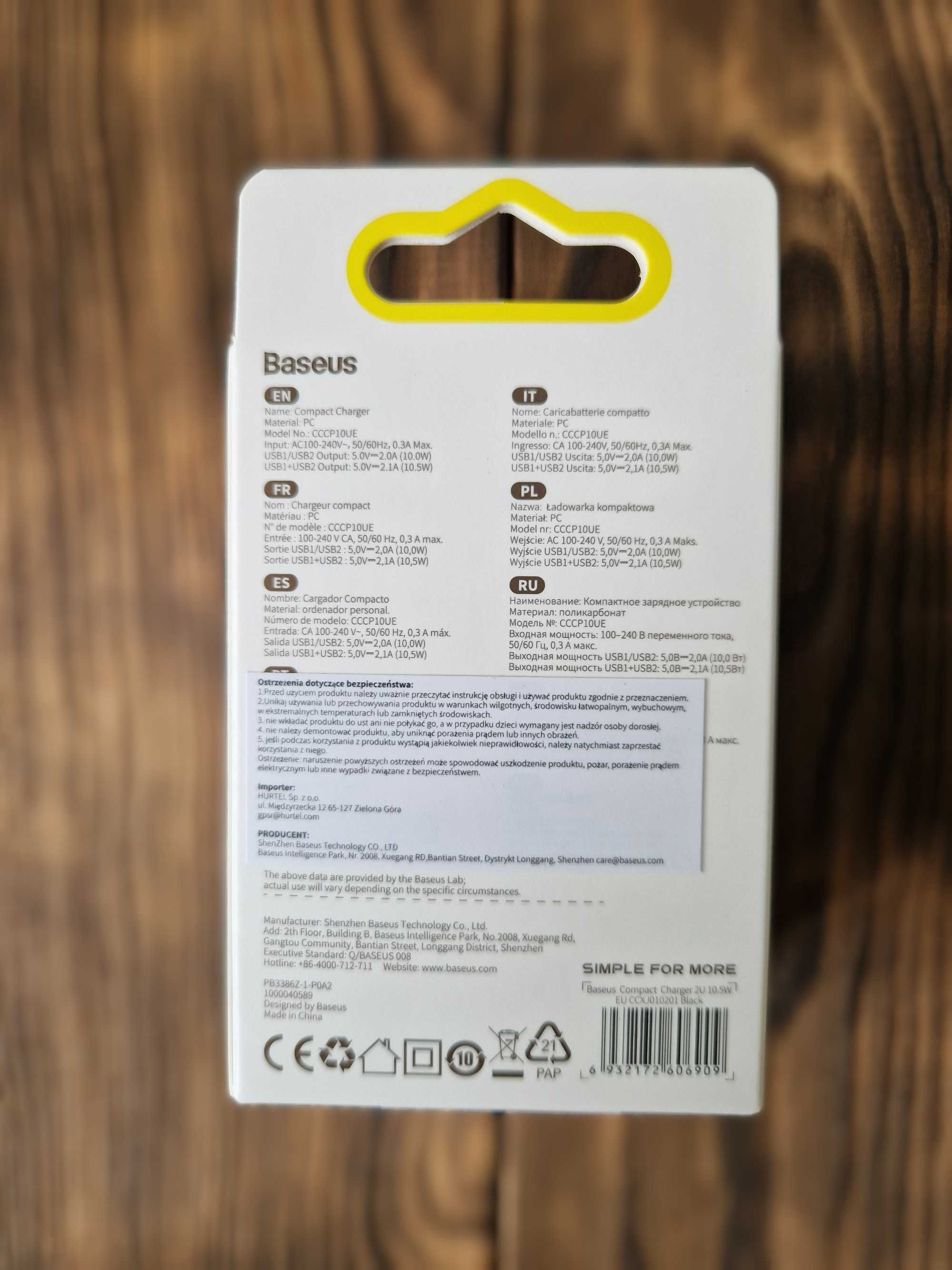 Ładowarka Baseus Compact Charger 2x USB-A 10,5W
