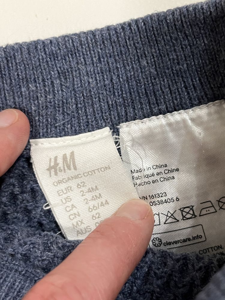 Spodnie dzianinowe H&M 62 niebieskie