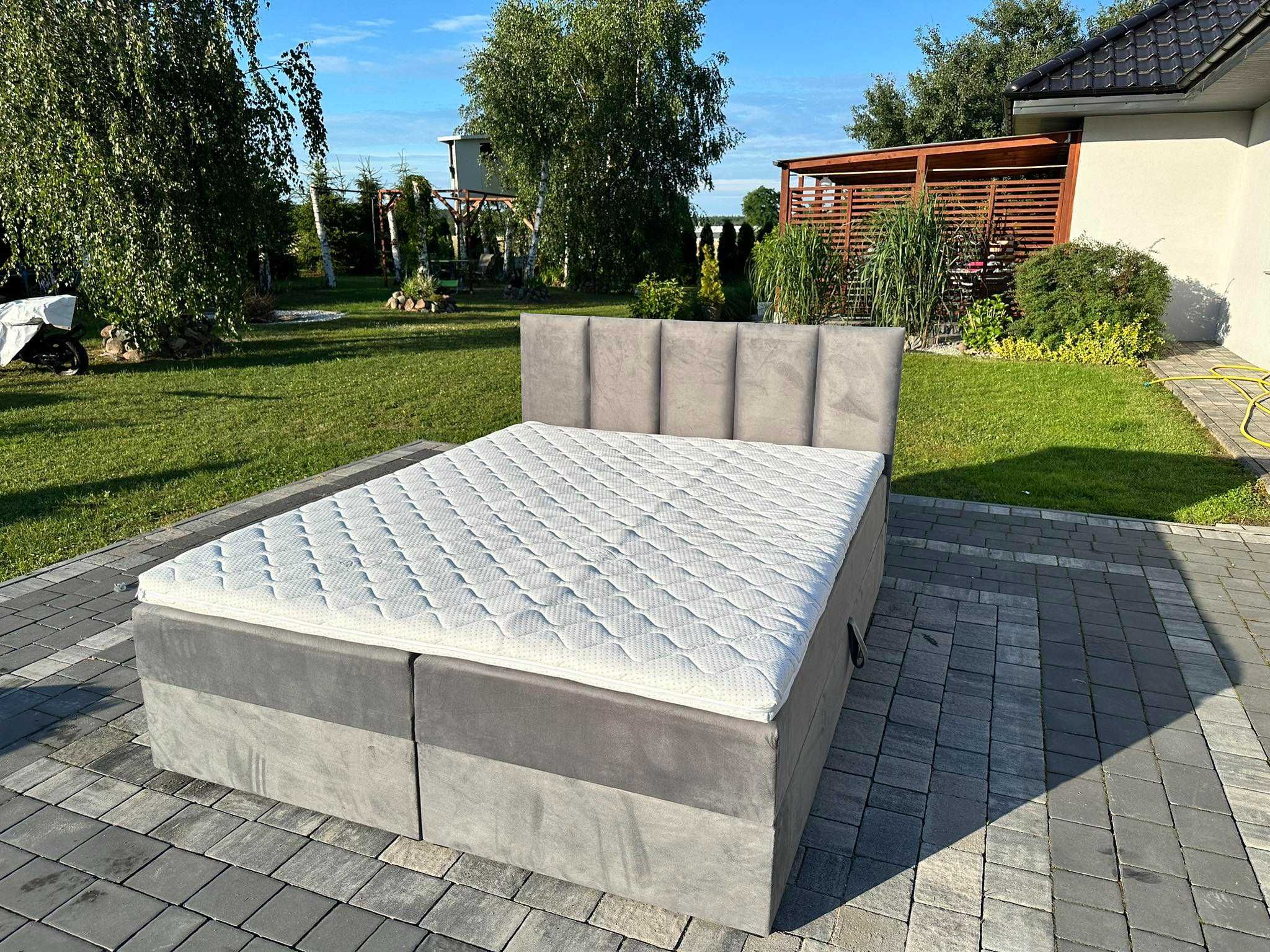 Łóżko kontynentalne SARA 160x200 z pojemnikiem na pościel Tapicerowane