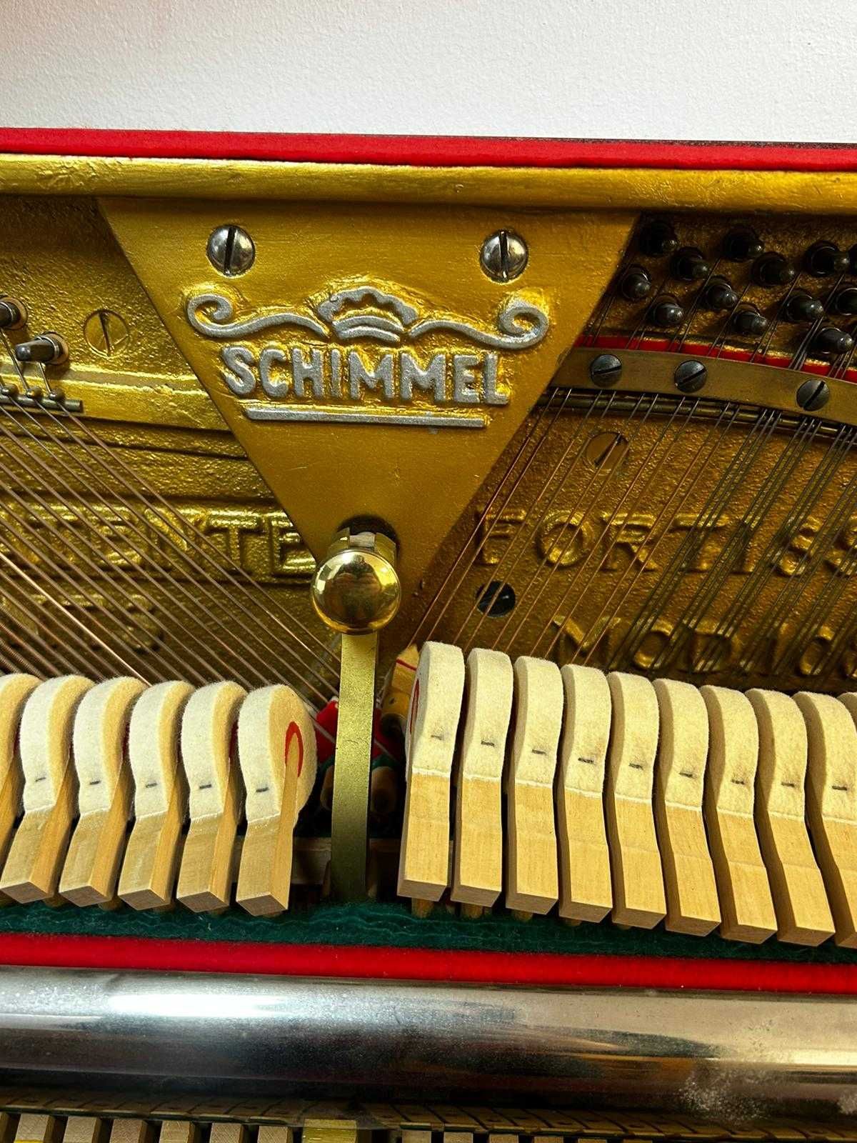 Piękne bordowe pianino Schimmel w stylu Chippendale!