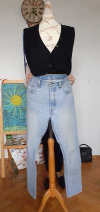Niebieskie Jeansy Levis 501 z Wysokim Stanem  rozmiar L W 29 L30