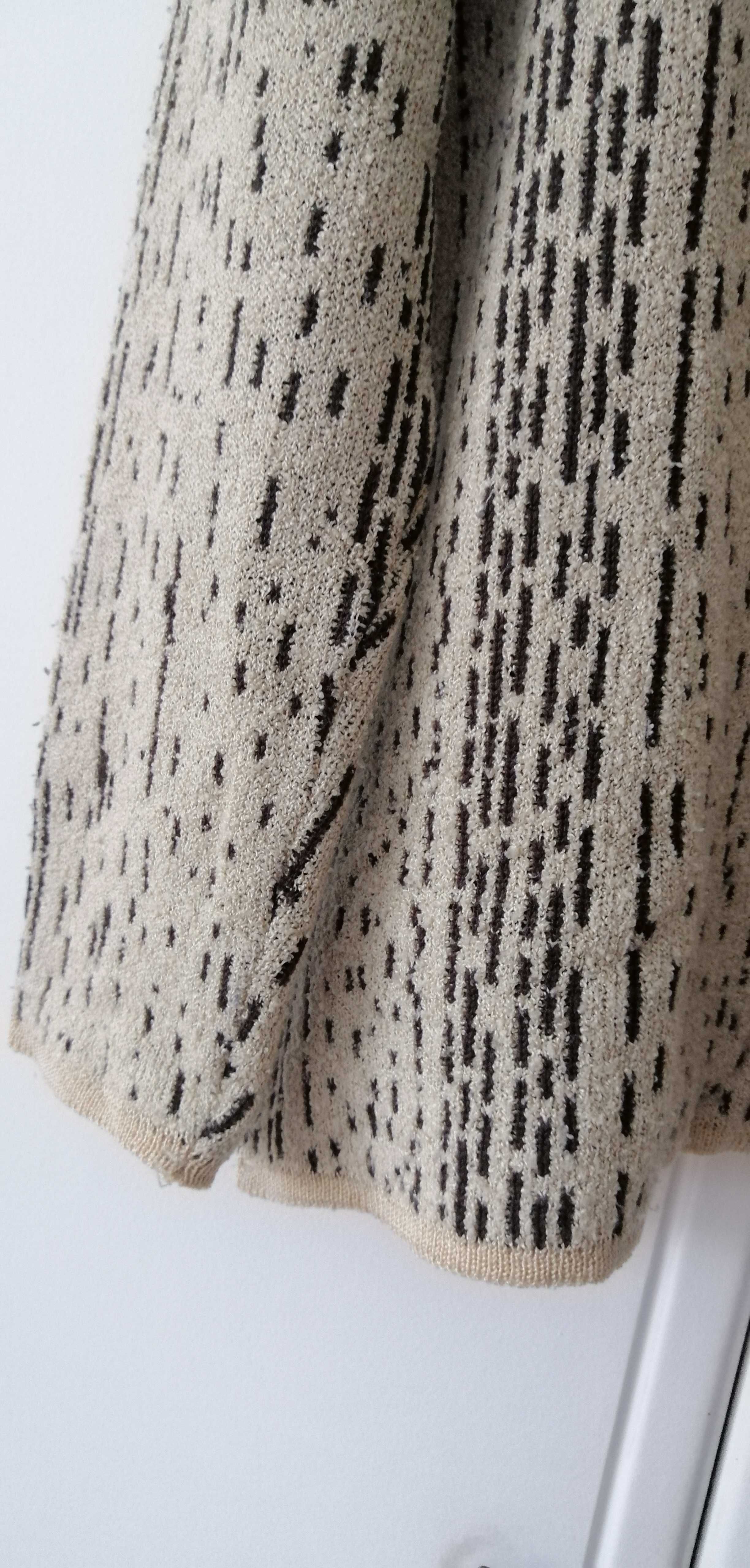 stary gruby beżowy sweter damski kardigan 46 48XXXL vintage cieply