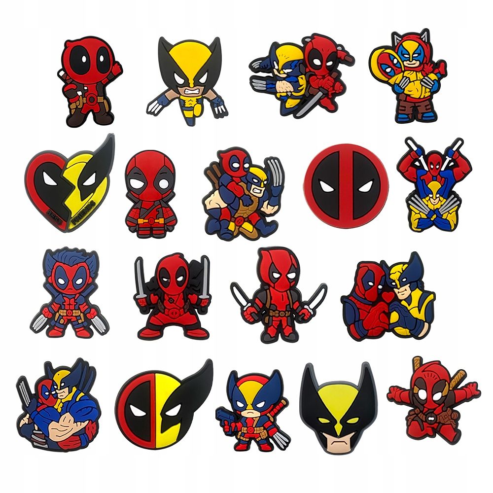 Przypinki do Crocs DEADPOOL WOLVERINE do butów telefonu zestaw 18 szt