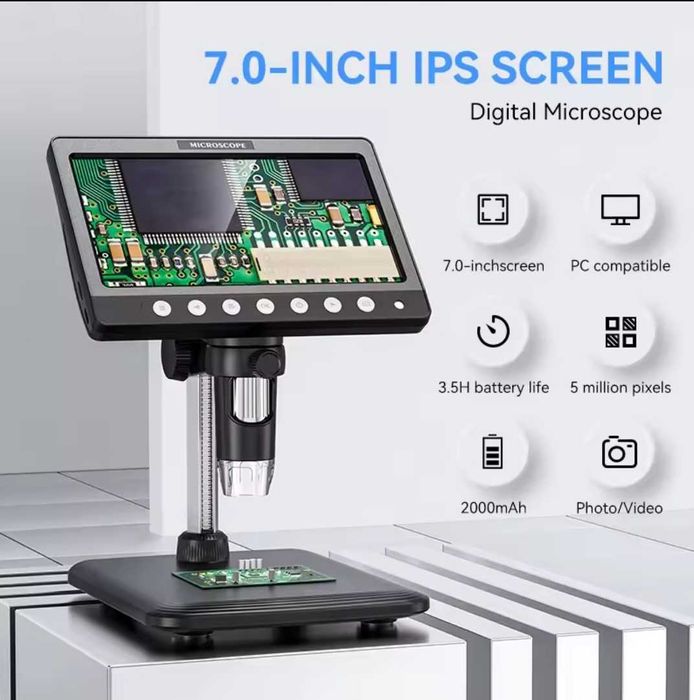 Микроскоп цифровой INSKAM 330, 7-дюймовый экран, 1200x увеличение