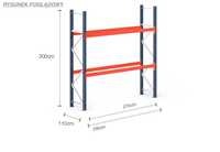 Regał paletowy 3 m wys. 110 cm głębokości z 2 poz. na 9 palet