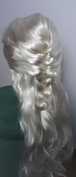 Peruka dziewczęca blond długie włosy zaplecione w warkocz Elsa Frozen