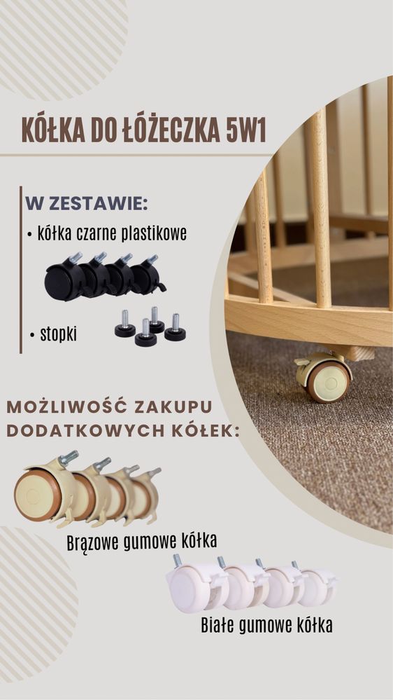 Łóżeczko NOWE dziecięce Transformer 5w1 ( okrągłe, owalne, przewijak )
