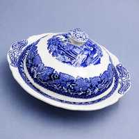 piękna ceramiczna waza naczynie z przyrywką kobalt anglia