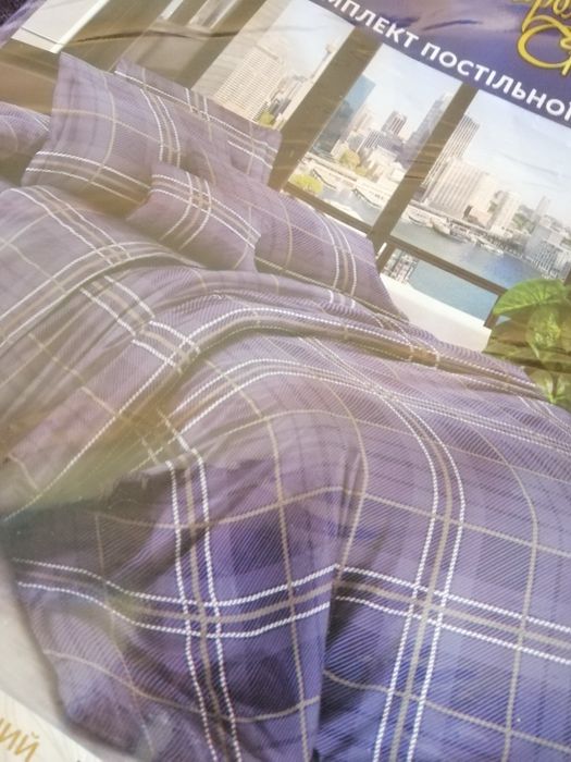 Постіль спальна білизна фіолетова двоспальний