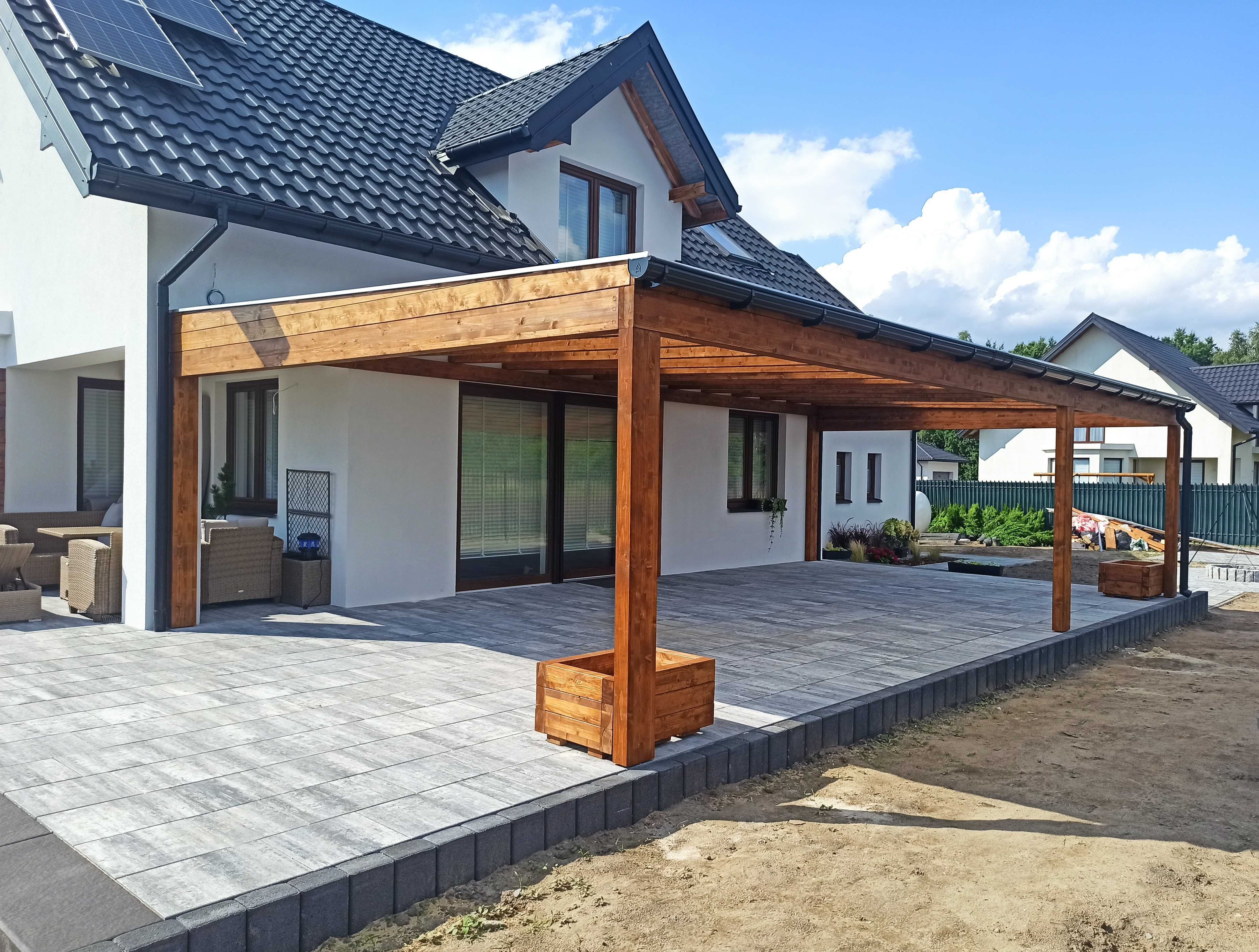 Drewniane Zadaszenie Tarasu Pergola Carport Ruchome deseczki Piaseczno
