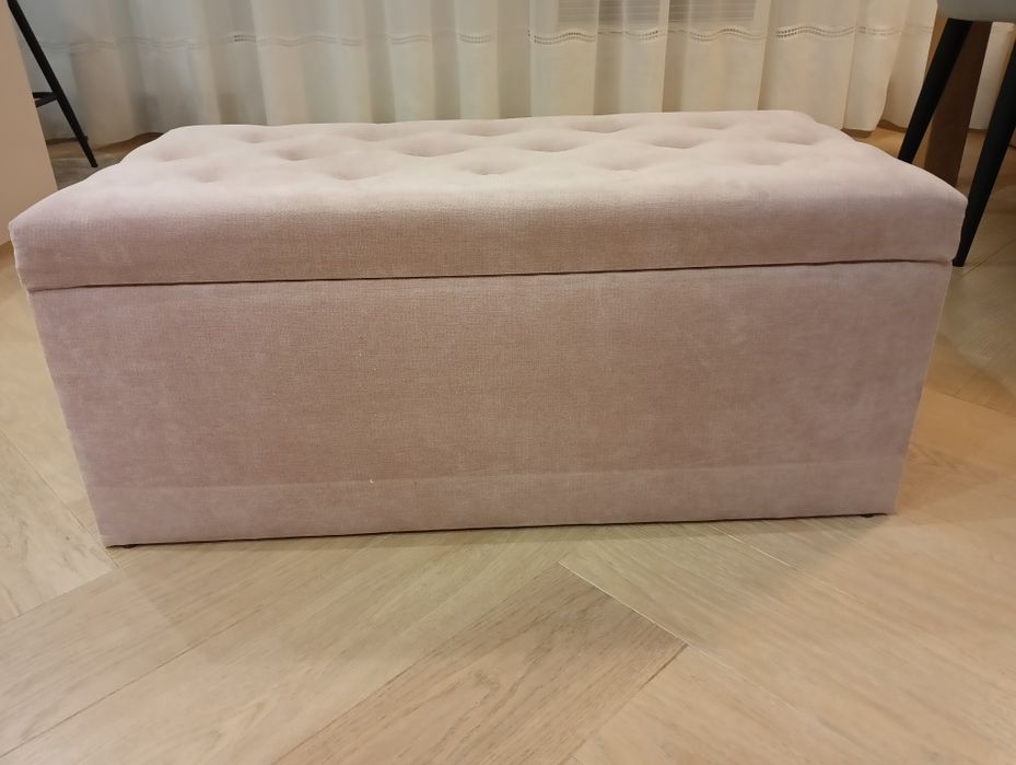 Skrzynia, pufa, kufer z uszami królika, kolor - pudrowy róż