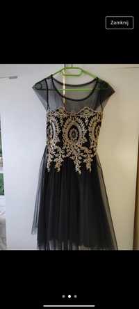 Sukienka balowa czarno złota