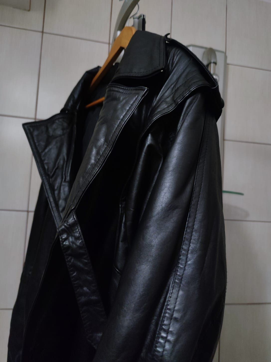 kurtka skórzana czarna vintage skóra elegancka Black XXL sportowa leat